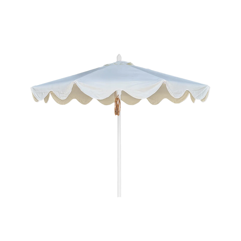 Cali 2.2m Umbrella with Snow Canopy, Snow Trim and White Aluminium Frame | Seconds